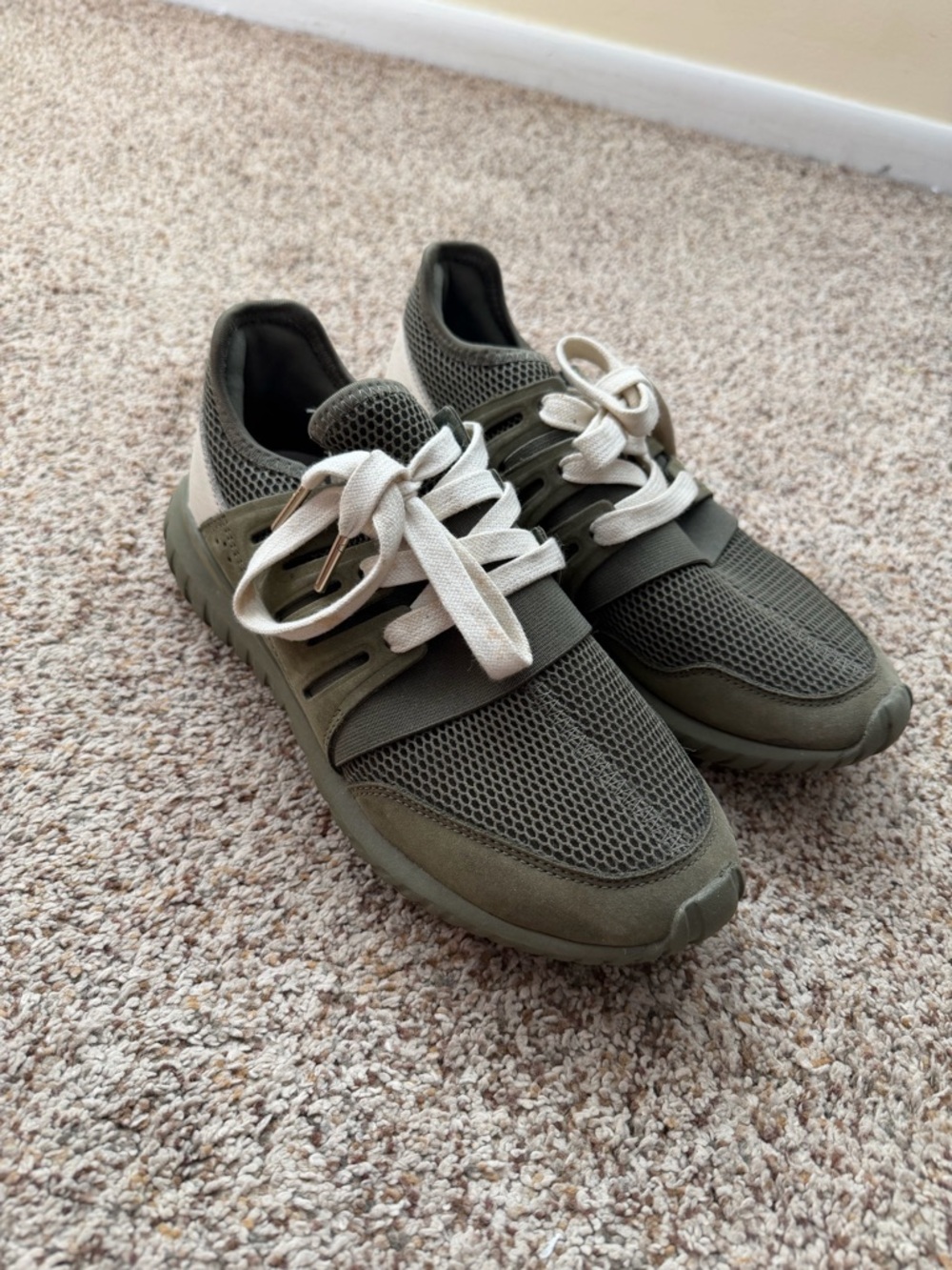 Women's Olive Green Athletic Sneakers with White Laces